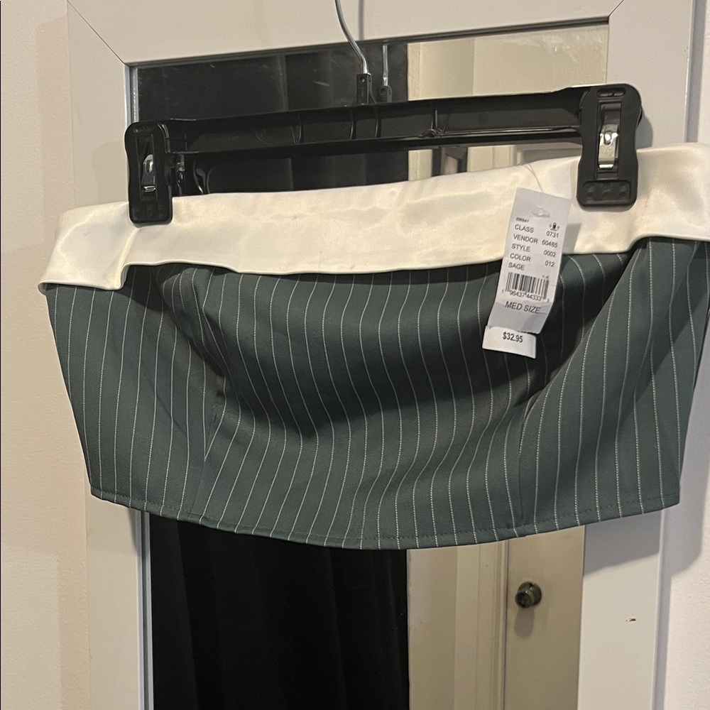 Striped Grey and White Pin Stripe Crop Top